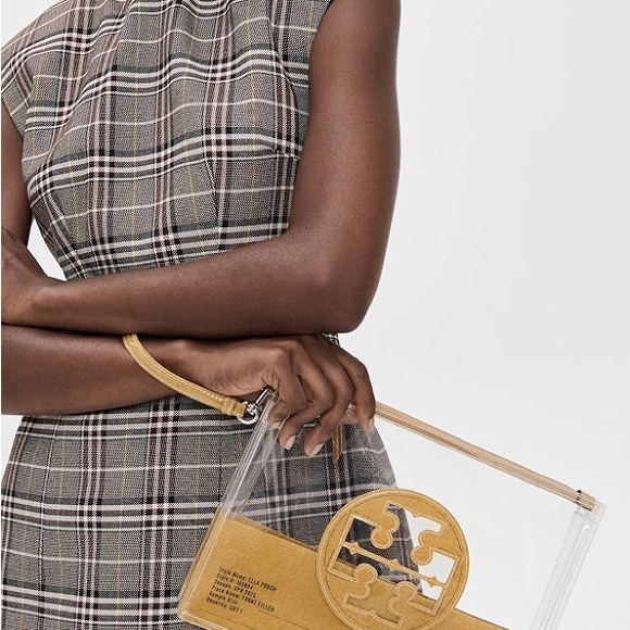 Tory Burch Transparent and Tan Pouch